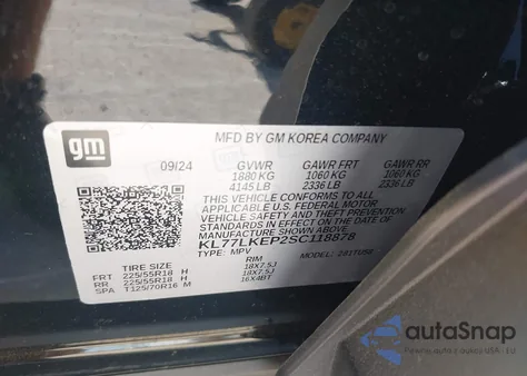 2025 Chevrolet Trax Fwd Activ from USA, damaged, VIN KL77LKEP2SC118878